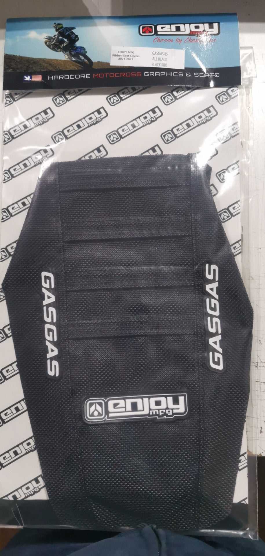 Enjoy Manufacturing, ENJOY MANUFACTURING GAS GAS SEAT COVER MC MCF EC ECF 2021 “ 2023 RIBBED LOGO, ALL BLACK